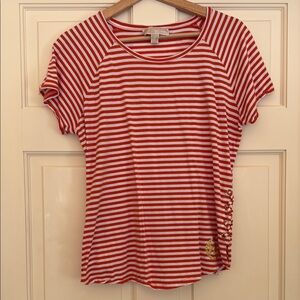 MICHAEL Michael Kors White and Orange Fitted Short Sleeve Tee